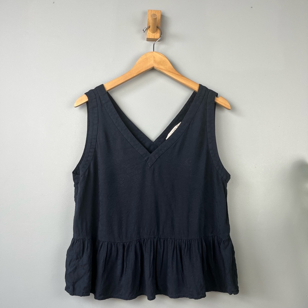 LOFT Embroidered Ruffle Tank Top